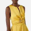 Rochie ELISABETTA FRANCHI, Duchess satin dress with jewel detail, Galben