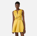 Rochie ELISABETTA FRANCHI, Duchess satin dress with jewel detail, Galben