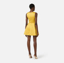 Rochie ELISABETTA FRANCHI, Duchess satin dress with jewel detail, Galben