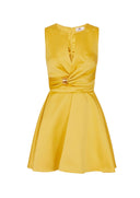 Rochie ELISABETTA FRANCHI, Duchess satin dress with jewel detail, Galben