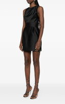 Rochie ELISABETTA FRANCHI, Dress in duchess satin fabric with logo details, Negru