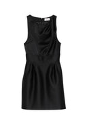 Rochie ELISABETTA FRANCHI, Dress in duchess satin fabric with logo details, Negru