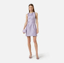 Rochie ELISABETTA FRANCHI, Dress in duchess satin fabric with logo details, Lila