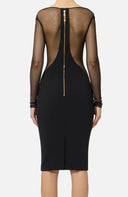 Rochie ELISABETTA FRANCHI, Light crepe and tulle dress with cut-out