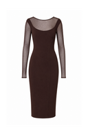 Rochie ELISABETTA FRANCHI, Light crepe and tulle dress with cut-out, Maro