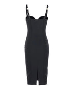 Rochie ELISABETTA FRANCHI, Crêpe Dress with Bustier Top and Exposed Stitching