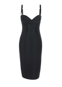 Rochie ELISABETTA FRANCHI, Crêpe Dress with Bustier Top and Exposed Stitching