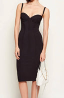 Rochie ELISABETTA FRANCHI, Crêpe Dress with Bustier Top and Exposed Stitching