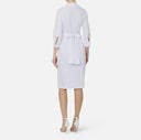 Rochie ELISABETTA FRANCHI, Elegant dress with waist belt and front slit, Alb