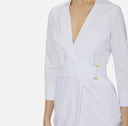 Rochie ELISABETTA FRANCHI, Elegant dress with waist belt and front slit, Alb