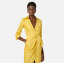 Rochie ELISABETTA FRANCHI, Elegant dress with waist belt, Galben