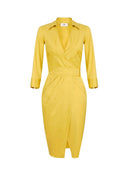 Rochie ELISABETTA FRANCHI, Elegant dress with waist belt, Galben