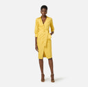 Rochie ELISABETTA FRANCHI, Elegant dress with waist belt, Galben