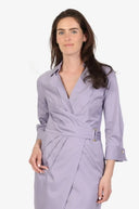 Rochie ELISABETTA FRANCHI, Elegant dress with waist belt and front slit, Violet