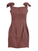 Rochie ELISABETTA FRANCHI, Linen-blend mini dress, Maro