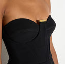 Rochie Elisabetta Franchi, Mini bustier dress in double layer crepe fabric, Negru