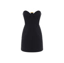 Rochie Elisabetta Franchi, Mini bustier dress in double layer crepe fabric, Negru