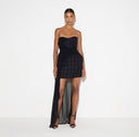 Rochie ELISABETTA FRANCHI,  Tweed mini dress with sash, Negru