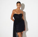 Rochie ELISABETTA FRANCHI,  Tweed mini dress with sash, Negru