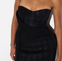 Rochie ELISABETTA FRANCHI,  Tweed mini dress with sash, Negru