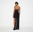 Rochie ELISABETTA FRANCHI,  Tweed mini dress with sash, Negru
