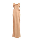 Rochie ELISABETTA FRANCHI, Red Carpet dress in satin fabric, Nude