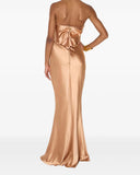 Rochie ELISABETTA FRANCHI, Red Carpet dress in satin fabric, Nude