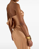 Rochie ELISABETTA FRANCHI, Red Carpet dress in satin fabric, Nude