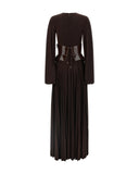 Rochie ELISABETTA FRANCHI, Red Carpet dress in lamé-effect jersey, Maro