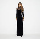 Rochie ELISABETTA FRANCHI, Red Carpet dress in velvet and tulle fabrics, Negru