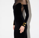 Rochie ELISABETTA FRANCHI, Red Carpet dress in velvet and tulle fabrics, Negru