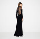 Rochie ELISABETTA FRANCHI, Red Carpet dress in velvet and tulle fabrics, Negru