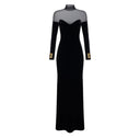 Rochie ELISABETTA FRANCHI, Red Carpet dress in velvet and tulle fabrics, Negru