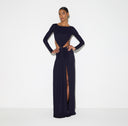 Rochie ELISABETTA FRANCHI, in jersey fabric with cut-outs, Bleumarin