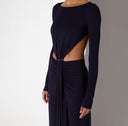 Rochie ELISABETTA FRANCHI, in jersey fabric with cut-outs, Bleumarin