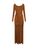 Rochie ELISABETTA FRANCHI, Red Carpet dress in crêpe jersey, Maro
