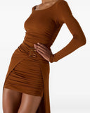 Rochie ELISABETTA FRANCHI, Red Carpet dress in crêpe jersey, Maro