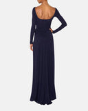 Rochie ELISABETTA FRANCHI, Red Carpet dress in crêpe jersey, Bleumarin