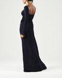 Rochie ELISABETTA FRANCHI, Red Carpet dress in crêpe jersey, Bleumarin