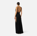 Rochie ELISABETTA FRANCHI, Red Carpet tulle and lurex jersey dress, Negru