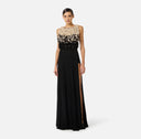 Rochie ELISABETTA FRANCHI, Red Carpet tulle and lurex jersey dress, Negru
