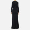 Rochie ELISABETTA FRANCHI, Red Carpet dress in cupro jersey fabric, Negru
