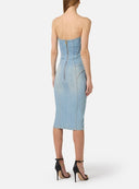 Rochie ELISABETTA FRANCHI, Denim dress with crossover laces