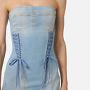 Rochie ELISABETTA FRANCHI, Denim dress with crossover laces