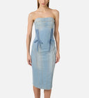 Rochie ELISABETTA FRANCHI, Denim dress with crossover laces
