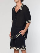 Camasa AINKER, 802 Black Knit Button Shirt