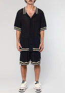 Camasa AINKER, 802 Black Knit Button Shirt