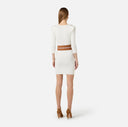 Rochie ELISABETTA FRANCHI, Knit fabric dress with striped bands, Alb