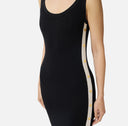 Rochie ELISABETTA FRANCHI, Dress in knit fabric with shiny viscose bands, Negru