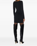 Rochie ELISABETTA FRANCHI, Mini dress in knit fabric with ties, Negru